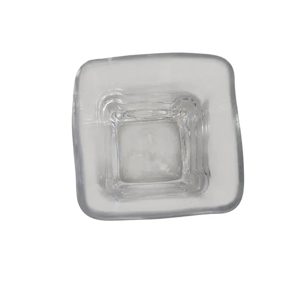 Simon Pearce Hand Blown Clear Art Glass Square Vase Heavy 5